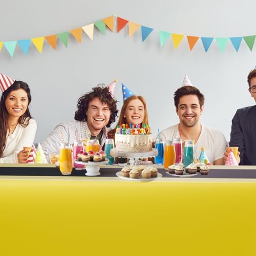 Oudain 6 Pcs Plastic Disposable Table Cloth 54" x 108", Black, Yellow - Image 6