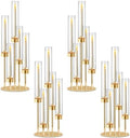 5-Arm Black Metal Table Candelabra Centerpiece, 22" Tall Clear Candlesticks Holder with Shade for Valentines Day Events Party Table Centerpiece,Fit LED Candles (4, Gold, S-22in) by kehail
