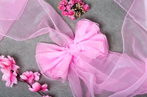 MDS Pack of 300 Organza Chair Sashes for Wedding & Event Décor – Pink - Image 5