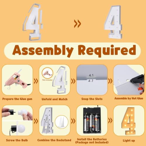 imprsv 4FT Marquee Numbers, Large Light Up Numbers 4 for 4th Birthday Decor - Image 3