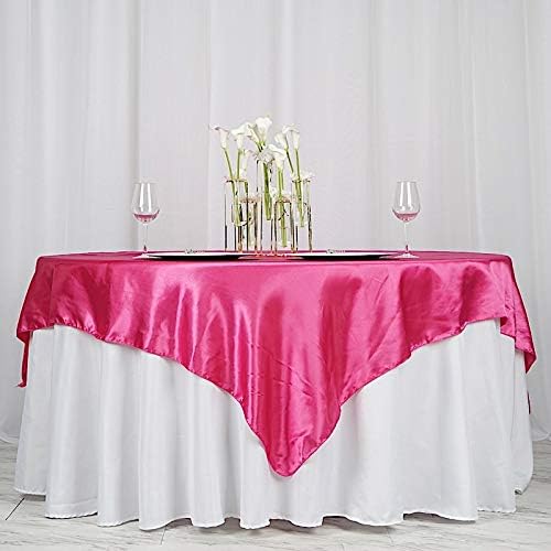 Balsa Circle 10 pcs 72x72 inch Fuchsia Square Tablecloth Satin Fabric Overlays Linens | Table Cloths Cover for Wedding Party Banquet Reception Events Decoration Kitchen Dining Events Kitchen Dining - Image 6