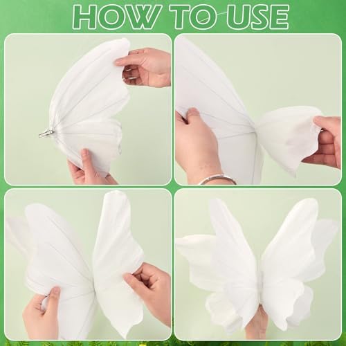 SUNBEAUTY 3D Hanging Butterfly Decorations, White Large Butterfly Birthday Party Decorations, Giant Paper Butterflies Hanging Decor for Girls Women Birthday Wedding Wall Decor Flower Garden Party - Image 4