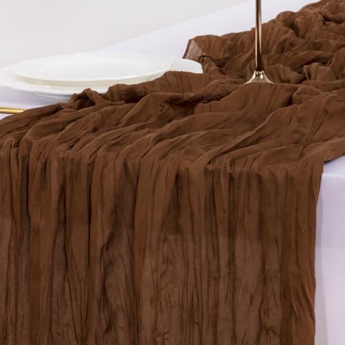 Cheesecloth Table Runner Fall Brown Boho Wedding Birthday Party Home Decor - Image 6