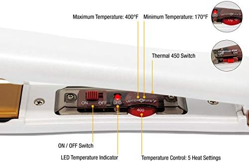 Redline Professional 1" Flat Iron, White Hair Straightener - Image 4