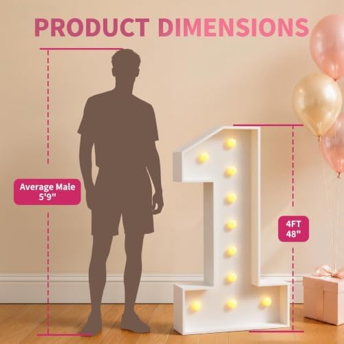 imprsv Large Marquee Numbers, 3FT Light Up Numbers 5 for Party Decor - Image 6