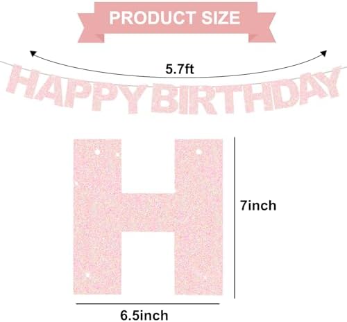 BEISHIDA Pre-Strung Light Pink Happy Birthday Banner Party Sign Decoration - Image 2