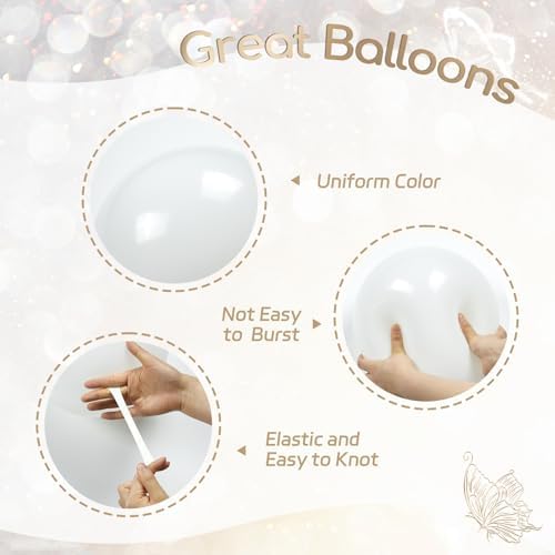 60pcs 12inch Gold and White Balloons with Sand White Confetti Balloons - Image 3