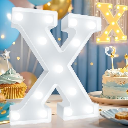 Pooqla LED Marquee Letter Lights, Warm White and Cool White Decorative Lighted Letters, Light Up Alphabet Letters for Boys Girls, Party, Wedding, Bar, Night Light, Birthday Decoration, Letter X by Pooqla