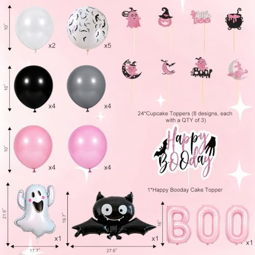 Pink Halloween Birthday Party Decorations, Happy Boo Day Decorations Kit - Image 4