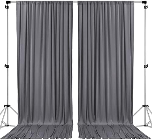 AK TRADING CO. 10 feet x 10 feet Charcoal IFR Polyester Backdrop Drapes Curtains Panels with Rod Pockets - Wedding Ceremony Party Home Window Decorations by Fabrics%7CEventDecor%7CCrafts%7CUpholsteryFoam
