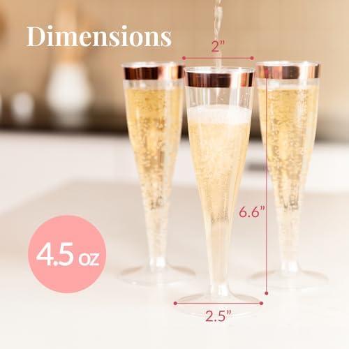 Prestee Disposable Champagne Flutes, 4.5 oz Plastic Champagne Glasses - Image 3