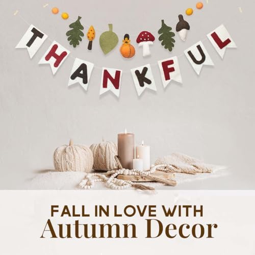 Folkulture Premium Fall Garland, Wool, Mushroom Decor, Thankful - 72 Inch - Image 7