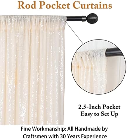 ShinyBeauty PHOTOBOOTH Background Choice-7FTx7FT-Ivory-Sequin Photography Backdrop Curtains for Wedding - Image 4