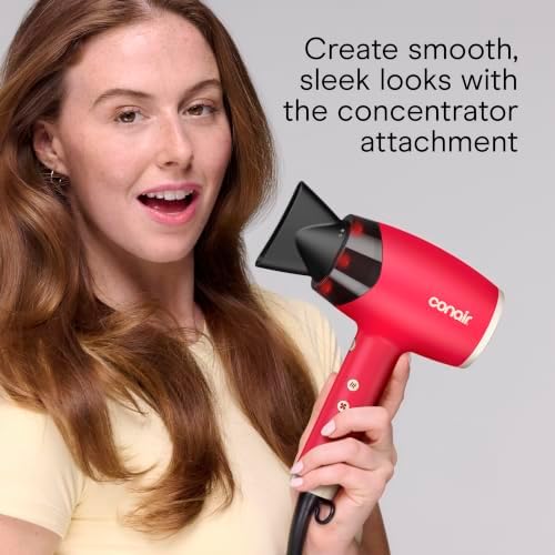 Conair InfinitiPRO Infrared Hair Dryer + Diffuser, Ionic Fast Drying, Berry - Image 5