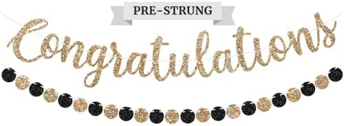 Pre-strung Congratulations Banner - Gold Glitter Congratulations Banner by PerfectOccasion