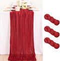 Red Table Runner Boho Fall Cheesecloth for Halloween Christmas 10ft, 3 Pack by MLMC