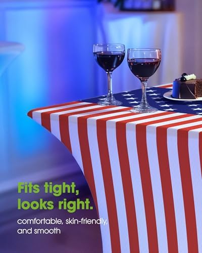 Pureegg Patriotic Decorations Spandex Tablecloth 6ft 2 Pack Patriotic - Image 2