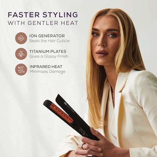 SUTRA IR2 Flat Iron, 1" and Heat Guard Thermal Heat Protector Spray Set - Ionic Infrared Hair Straightener with Adjustable Temperature + Thermal Protecting Spray Hydrates, Protects & Repairs - Image 7