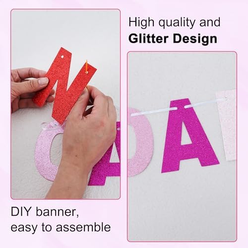 BEISHIDA Glitter Red Pink 116 PCS A-Z DIY Letter Custom Banner Party Decor - Image 2