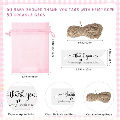 50 Sets Baby Shower Favors Shot Glasses Keychain Gifts, Gender, Pink - Image 4