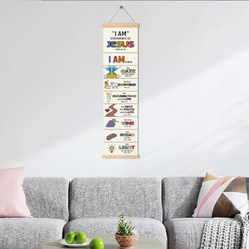 Christian Wall Poster, I am statements of Jesus Poster, Door Hanging Decors, Bible Verse Lesson Tool, Bible Verse Home Decor, Living Room Decor, Family Hanging of Scripture and Words Decorations 05 - Image 6