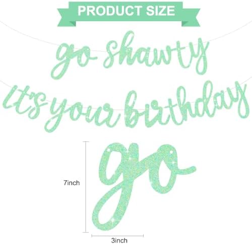 BEISHIDA Light Green Pre-Strung Go Shawty It's Your Birthday Banner Decor - Image 2
