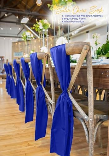60 PCS Royal Blue Satin Chair Sashes, 7 x 108 Inch - Image 7