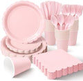 Vyntra 175 Pcs Light Pink Paper Plates and Napkins Party Supplies by PartyTablewareSupplies