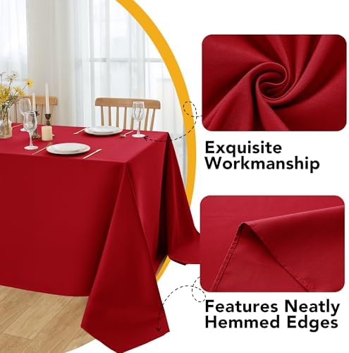 6-Pack Red Tablecloths for Rectangle Tables, 90 x 132 Inches - Image 3