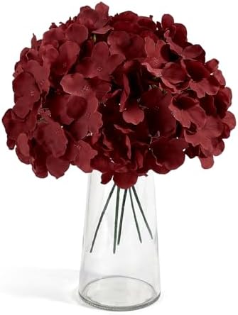 Auihiay 64Pcs Burgundy Hydrangea Artificial Flowers Bulk, Silk Hydrangeas - Image 2