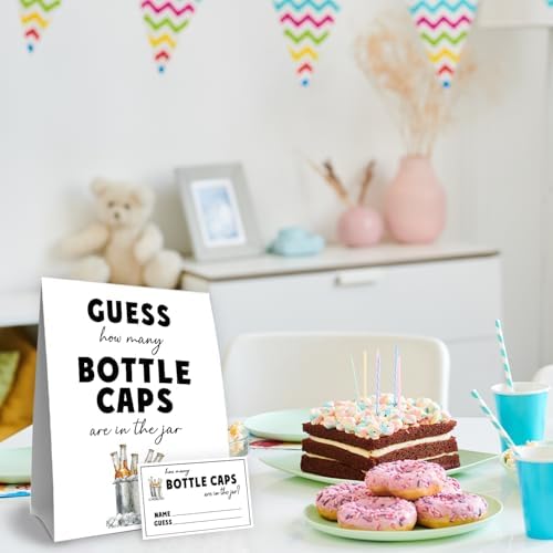 Beer and Diaper Party Decorations for Men,Guess How Many Baby Shower Game,Guess How Many Bottle Caps are in the Jar,Beer Birthday Party Game & Activities 50 Cards and Sign - Image 4