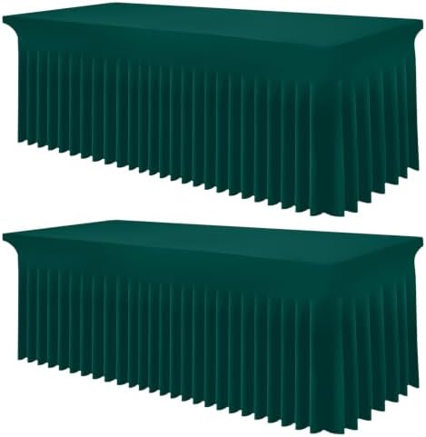 Smiry 2 Pack Spandex Elastic Fitted Table Cloth Skirt for 8FT Table by Smiry