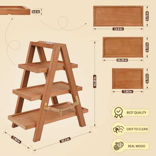 Flenpptly Wooden Cupcake Stand, 3 Tier Cupcake Display Stand, Brown - Image 2