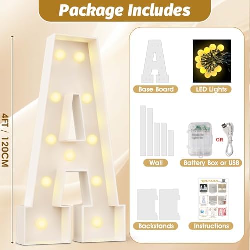Ledido Easy-Assemble 4FT Marquee Light Up Letter, Large Lighted Letter A - Image 2