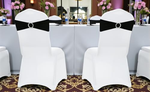 MDS Pack of 50 Spandex Chair Sashes for Wedding Party & Event – Black - Image 6