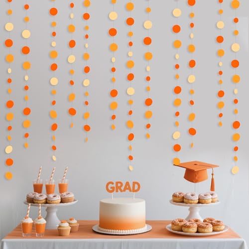 Orange Circle Dots Garland Gradient Polka Dot Hanging Paper Streamer for Wedding Bridal Shower Birthday Engagement Fall Autumn Harvest Thanksgiving Citrus Party Decorations Supplies - Image 5