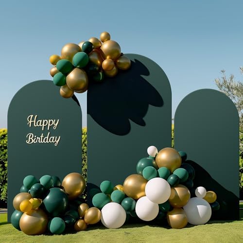 Hunter Green Spandex 2-Sided Round Top Chiara Fitted Arch Backdrop Cover Set of 3 (7.2FT,6FT,6FT) for Wedding Birthday Party Stand Decoration - Image 6
