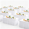Wish Care 12 Pack White Spandex Table Clothes for 6 Foot Rectangle Tables, 6FT Wrinkle Free Fitted Tablecloths Ruffles Design Table Cloth for Party, Banquet, Wedding and Events by WishCare