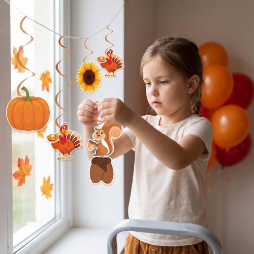 Thanksgiving and Friendsgiving Party Decorations Set, Autumn Fall Harvest Decor Supplies with Festive Banners, Hanging Swirls and Seasonal Ornaments for Home Celebration - Image 7