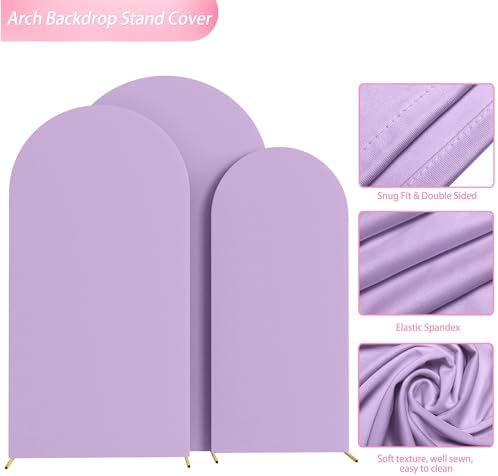 Wokceer Arch Backdrop Cover Lavender Arch Covers Stretchy 7.2FT,6.6FT,6FT - Image 5