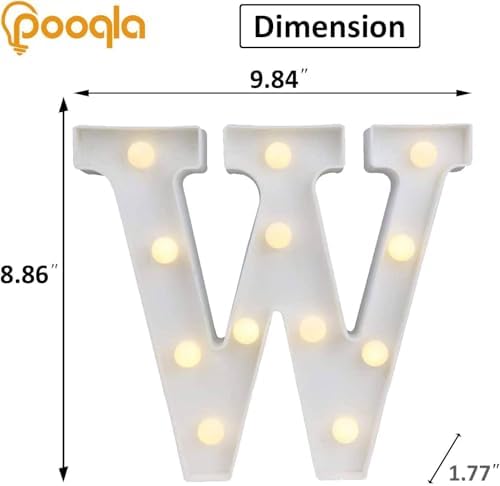 Pooqla LED Marquee Letter Lights, Warm White and Cool White Decorative Lighted Letters, Light Up Alphabet Letters for Boys Girls, Party, Wedding, Bar, Night Light, Birthday Decoration, Letter W - Image 5