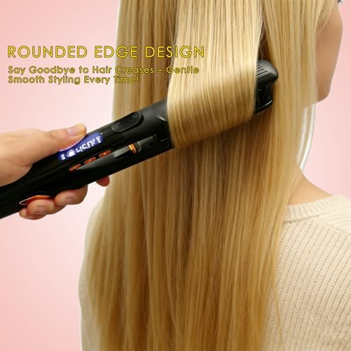 MBHAIR Flat Iron Hair Straightener Curler 2 in 1,Ceramic 1″ Instant Heat up - Image 5