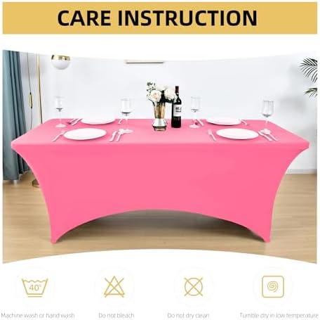 6-Pack 6ft Spandex Table Covers for Rectangle Standard Folding Tables - Wrinkle Resistant Stretch Tablecloths - Ultimate Fitted Table Protector for Parties, Trade Shows, Wedding - Image 6