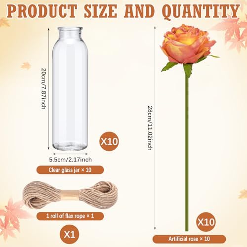 Qinyoung 10 Set Dried Pampas Grass Table Centerpiece for Wedding, Orange - Image 2