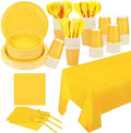229PCS Yellow Party Supplies Set Disposable Paper Plates Cups by TWOWYHI