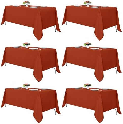 Fitable 6 Pack Rust Tablecloths 70x108 Inch for 6 Foot Rectangle Tables by Fitable
