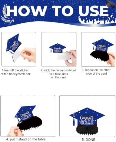 Graduation Table Decorations, Blue and Black Graduation Table Centerpieces - Image 5