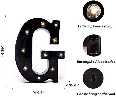 Foaky Black LED Marquee Number Lights Sign Light Up Marquee Number Lights Sign for Night Light Wedding Birthday Party Battery Powered Christmas Lamp Home Bar Decoration - Image 3