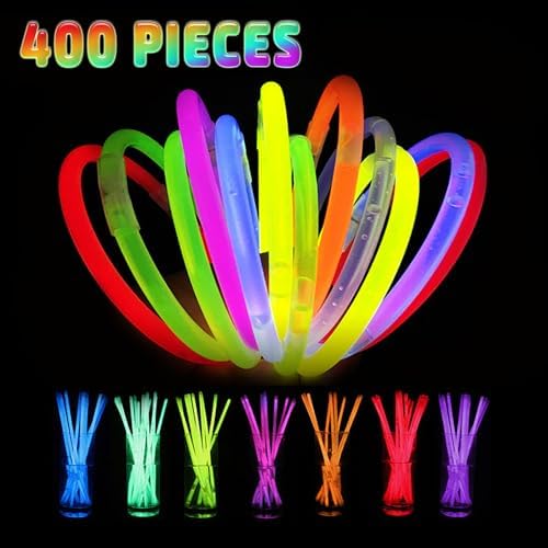 HONLYNE 400 Pack Glow Sticks Party Favors Bulk, 8" Glow in the Dark Party Supplies, Party Favors for Kids 8-12, Neon Glow Stick Bracelets & Necklaces for Raves, Halloween, Christmas, Birthdays - Image 3