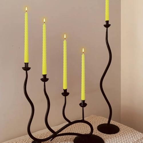Yellow Spiral Taper Candles, 12 Pack 10 Inch Unscented - Image 5